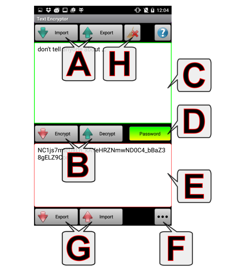 Messaggio, Cifratura Testo Android